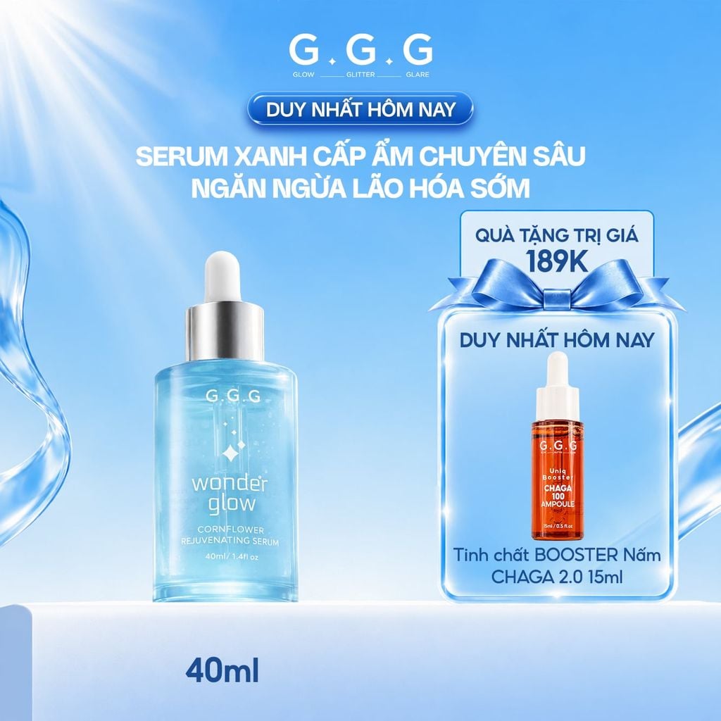 Serum Xanh Cấp ẩm, Ngăn ngừa lão hóa - G.G.G Wonder Glow Rejuvenating Serum 40ml