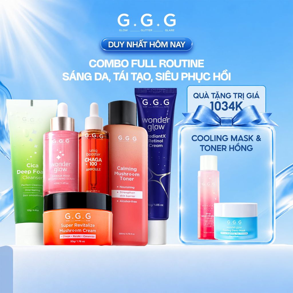 COMBO FULL ROUTINE DƯỠNG TRẮNG SÁNG DA, TÁI TẠO, SIÊU PHỤC HỒI