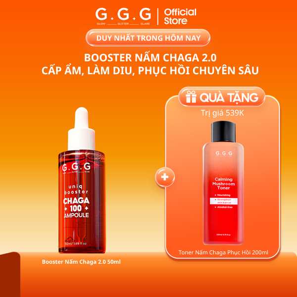 [MỚI] Booster Nấm Chaga 2.0 Giúp Cấp Ẩm Sâu Làm Dịu, Phục Hồi Da Tức Thì Và Dưỡng Sáng Da - GGG Uniq Booster Chaga 50ml