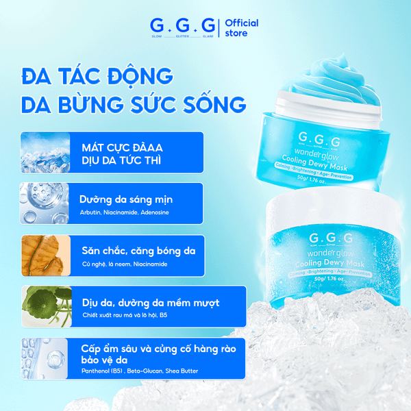Mặt Nạ Cooling Dewy Mask Hỗ Trợ Dịu Da Tức Thì, Sáng Mịn và Căng Bóng - G.G.G Wonder Glow Cooling Dewy Mask 50g