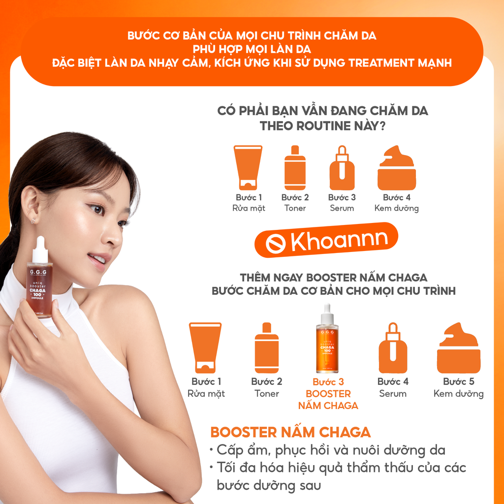 Booster Nấm Chaga, Tinh Chất Ampoule Cấp Ẩm Sâu Làm Dịu & Phục Hồi Da Tức Thì - GGG Uniq Booster Chaga 50ml