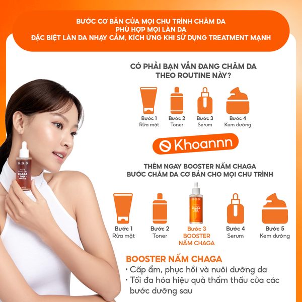 Booster Nấm Chaga, Tinh Chất Ampoule Cấp Ẩm Sâu Làm Dịu & Phục Hồi Da Tức Thì - GGG Uniq Booster Chaga 50ml
