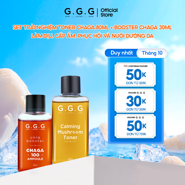  Combo 1 Tinh Chất Booster Chaga G.G.G 30ml + 1 Toner Nấm G.G.G 80ml 