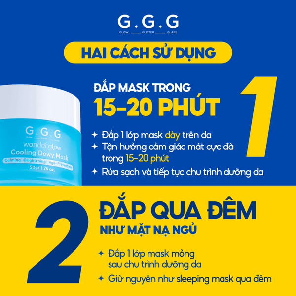 Mặt Nạ Cooling Dewy Mask Dịu Da Tức Thì, Sáng Mịn và Căng Bóng - G.G.G Wonder Glow Cooling Dewy Mask 50g