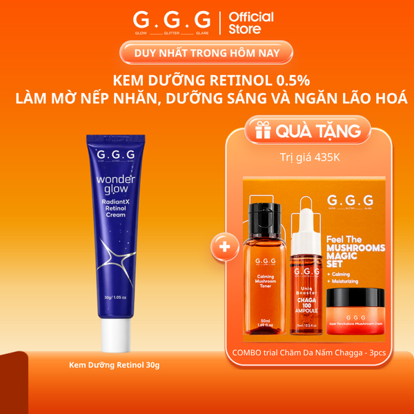Kem Dưỡng Retinol 0.5% G.G.G - Mờ Nếp Nhăn, Dưỡng Trắng Sáng Làm Đều Màu Da & Ngăn Ngừa Mụn G.G.G Wonder RadiantX Retinol 30gr