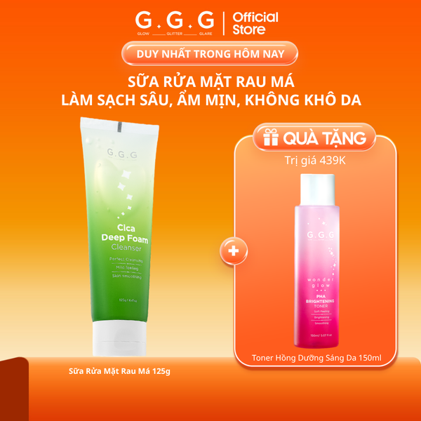 Sữa rửa mặt rau má AHA, BHA,PHA sạch sâu, ẩm mịn, không khô da - G.G.G Cica Deep Foam Cleanser 125g