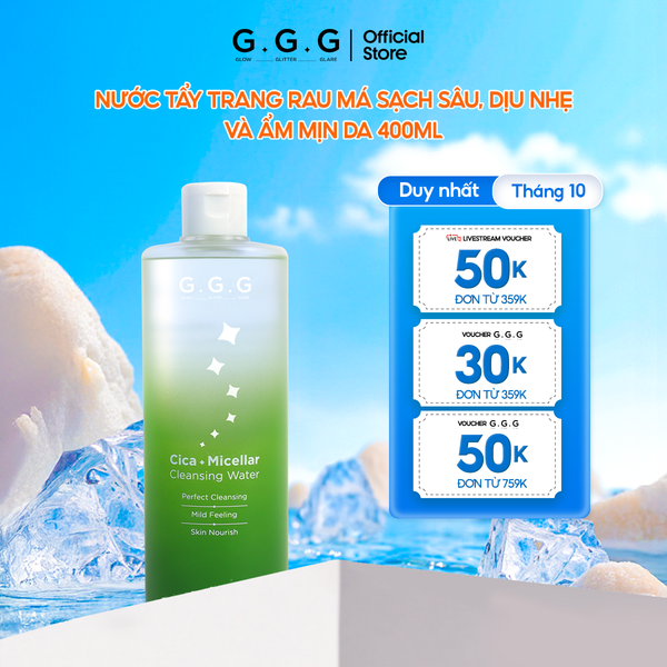  Nước tẩy trang sạch sâu, mát mịn, mượt da - G.G.G Cica Micellar Cleansing Water 400ml 