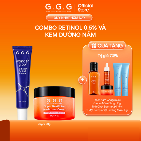 Combo Wonder RadiantX Retinol 30gr Và Super Revitalize Mushroom Cream 50g