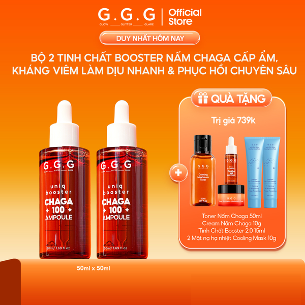 Combo 2 Booster Nấm Chaga, Tinh Chất Ampoule Cấp Ẩm Sâu Làm Dịu & Phục Hồi Da Tức Thì G.G.G Uniq Booster Chaga 50ml