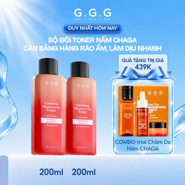 Combo 2 Toner Nấm Không cồn Cấp ẩm Dịu da tức thì - G.G.G Calming Mushroom Toner 200ml