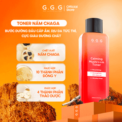 Toner Nấm Chaga Không Cồn Hỗ Trợ Cấp ẩm Dịu Da - G.G.G Calming Mushroom Toner 200ml