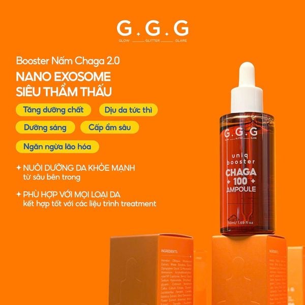 Booster Nấm Chaga, Tinh Chất Ampoule Cấp Ẩm Sâu Làm Dịu & Phục Hồi Da Tức Thì - GGG Uniq Booster Chaga 50ml