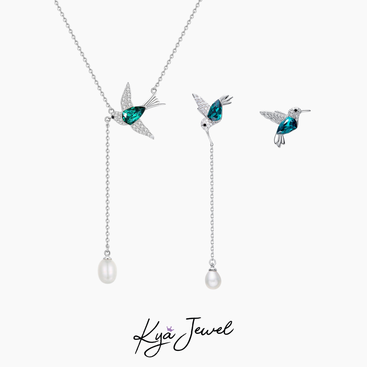  Bộ trang sức bạc chim ruồi đá Swarovski 