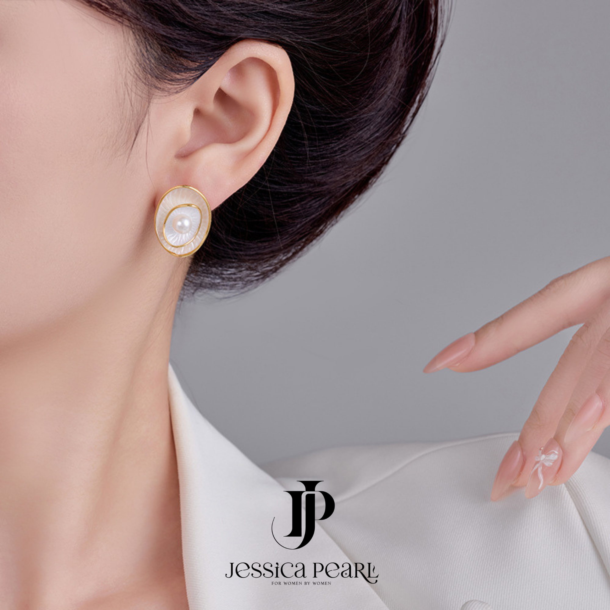  Khuyên tai nữ Swirl Pearl 