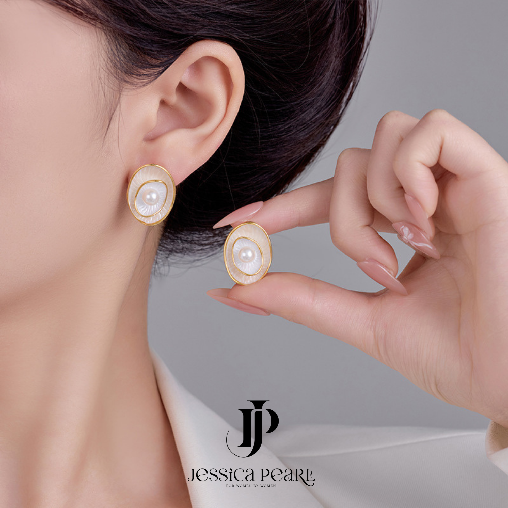  Khuyên tai nữ Swirl Pearl 