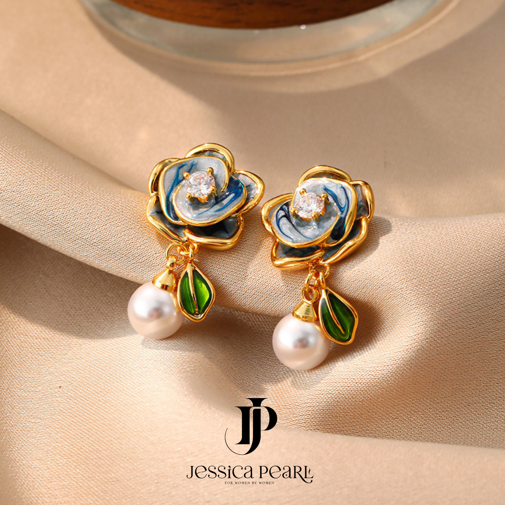  Khuyên tai nữ Camellia Pearl 