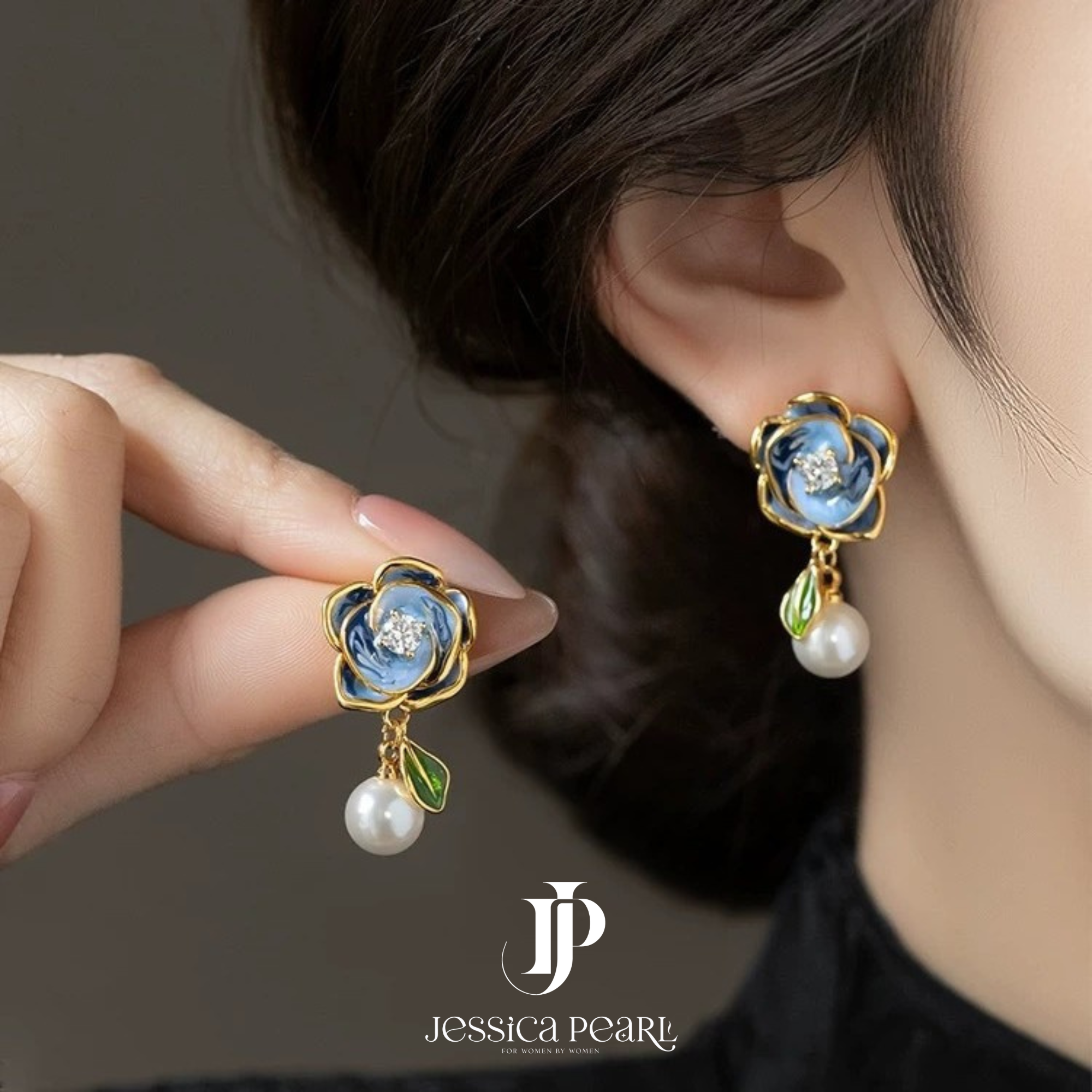  Khuyên tai nữ Camellia Pearl 