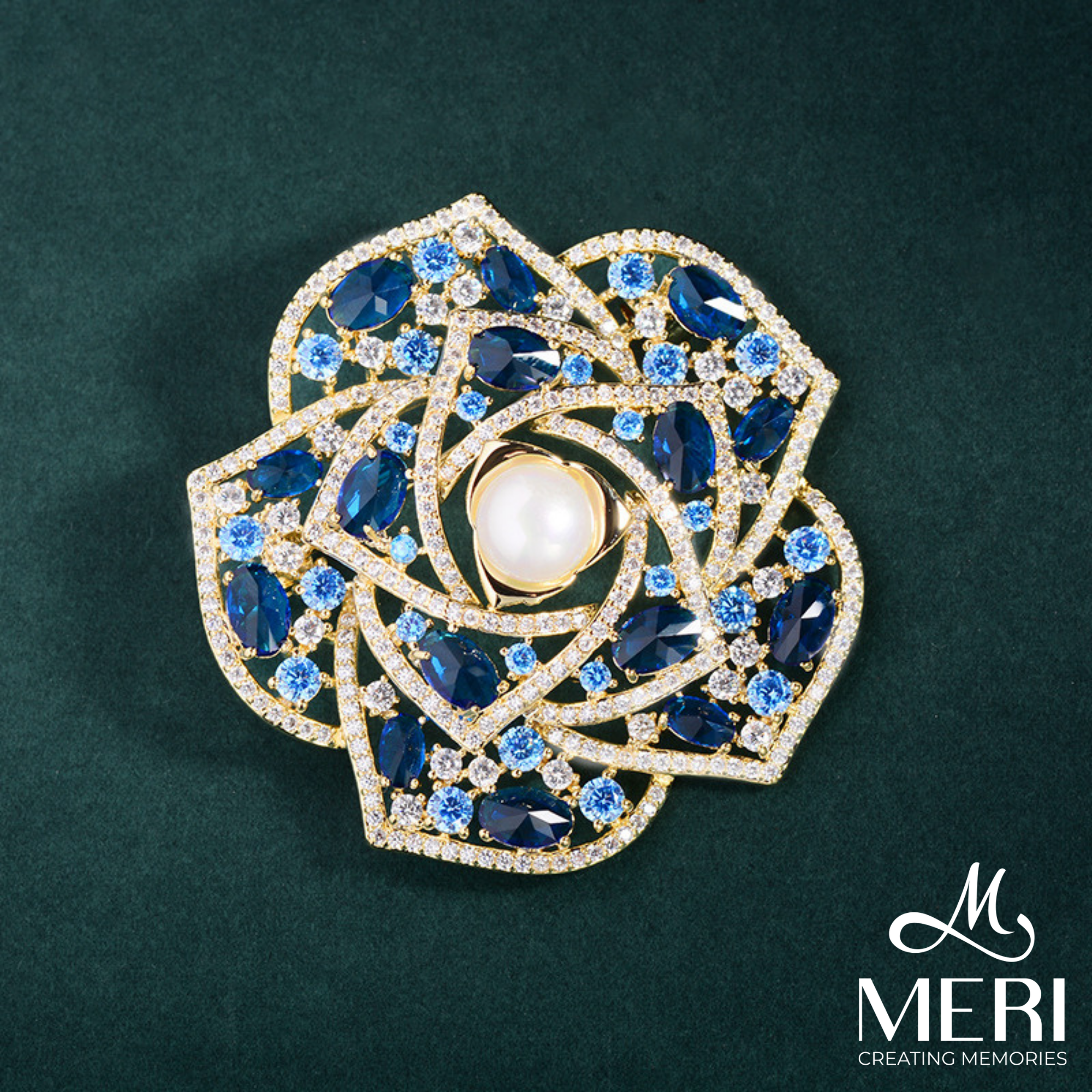  Cài áo Blue Camellia 