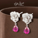  Khuyên tai nữ bạc Ý Charming Camellia 