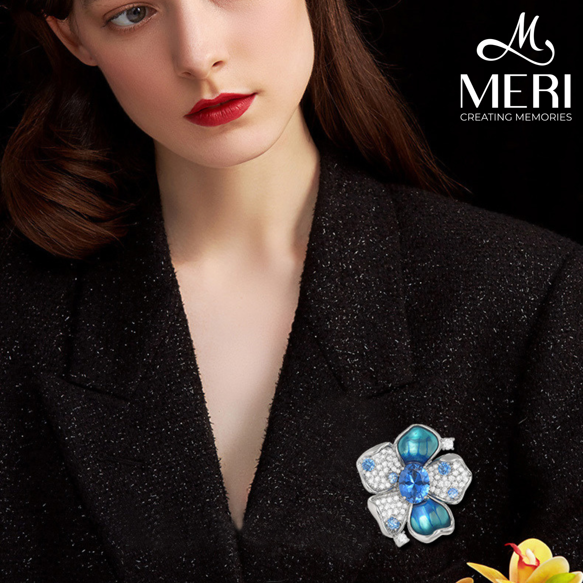  Pin cài áo Azure Flower 