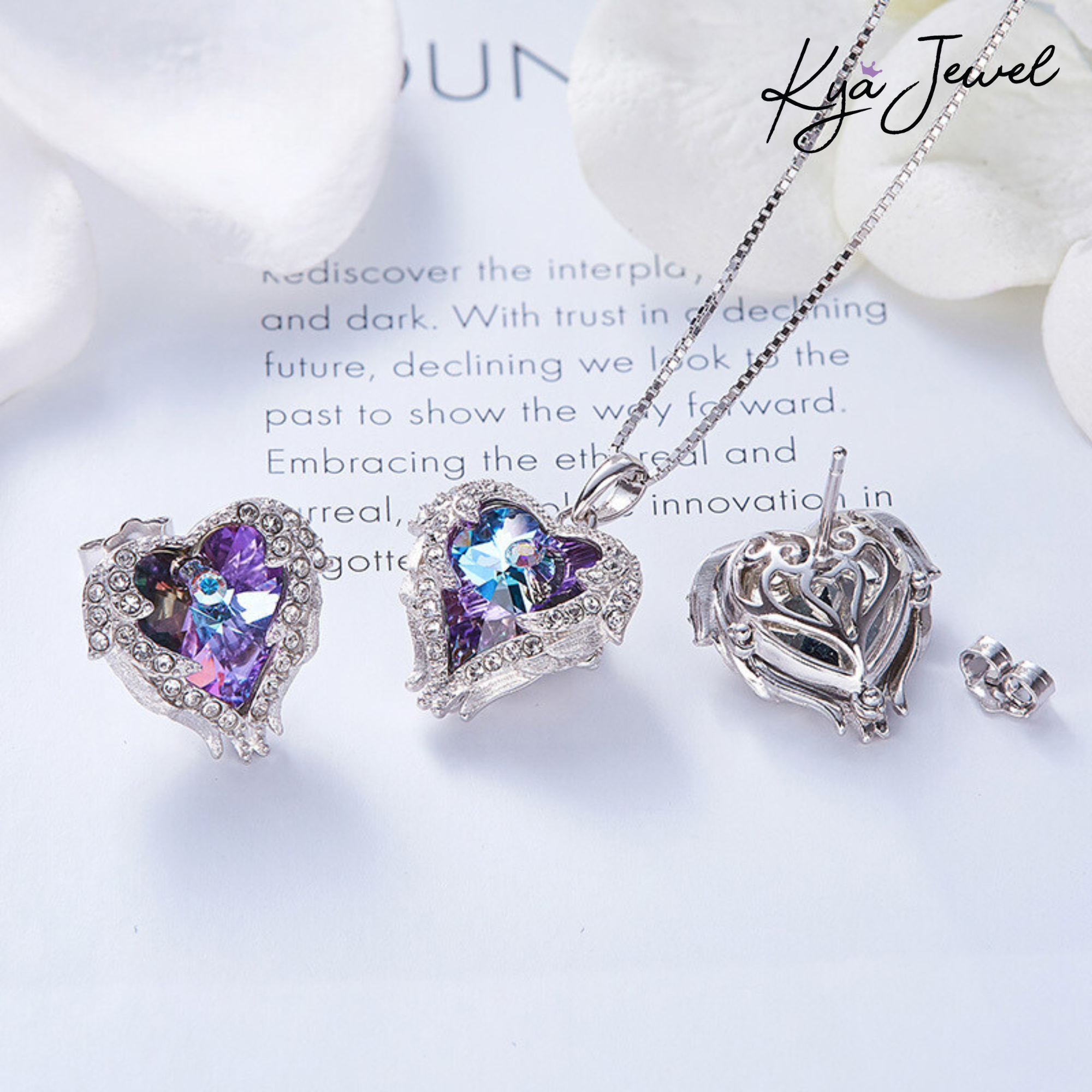  Bộ trang sức bạc tình yêu thủy chung đá Swarovski 