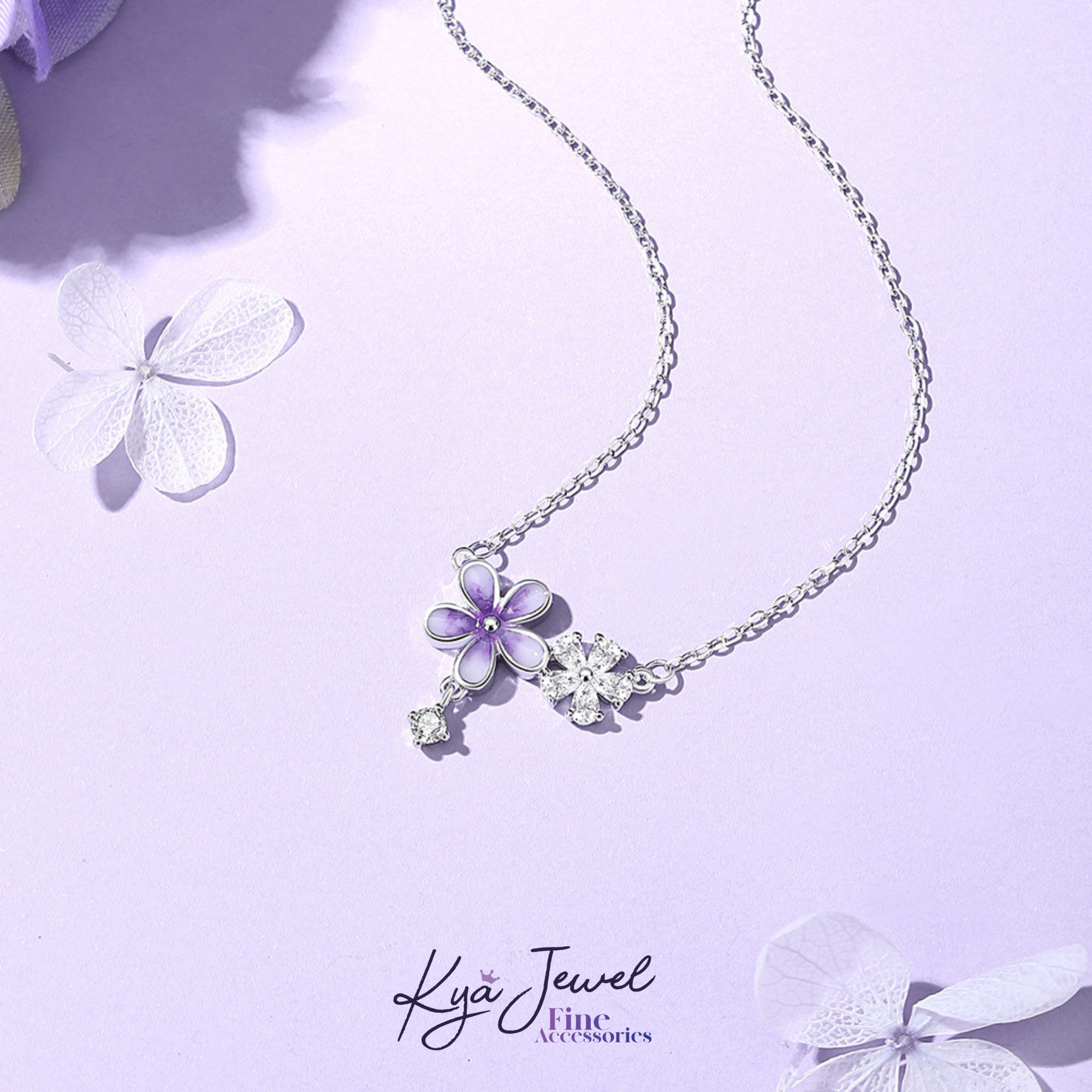  Dây chuyền nữ Purple Petite Blossom Crystal 