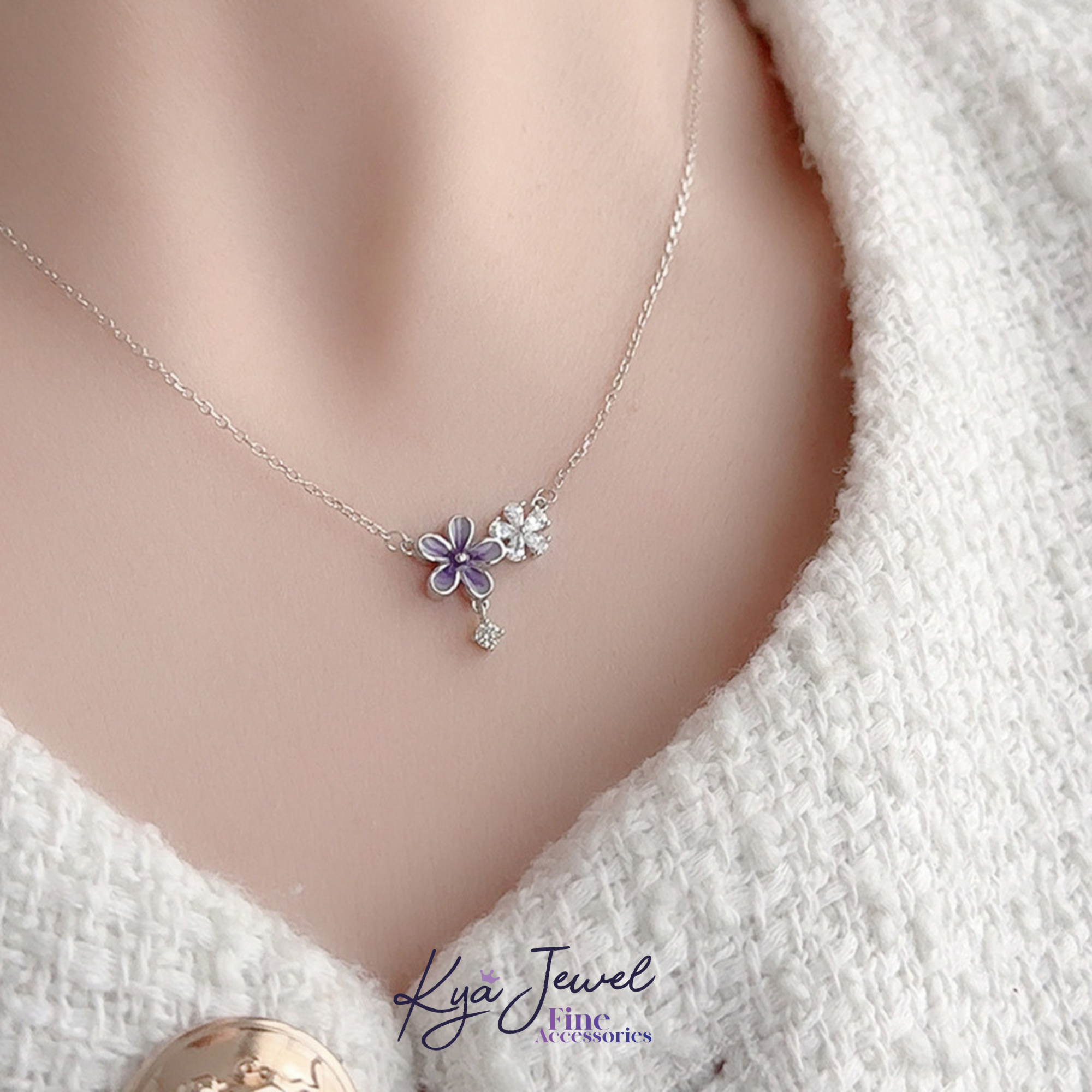  Dây chuyền nữ Purple Petite Blossom Crystal 