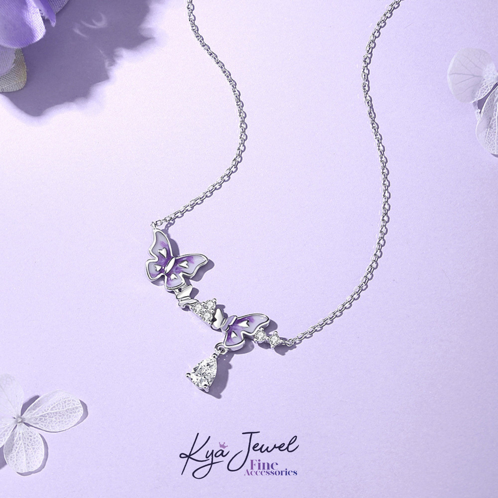  Dây chuyền nữ Purple Petite Butterfly Crystal 