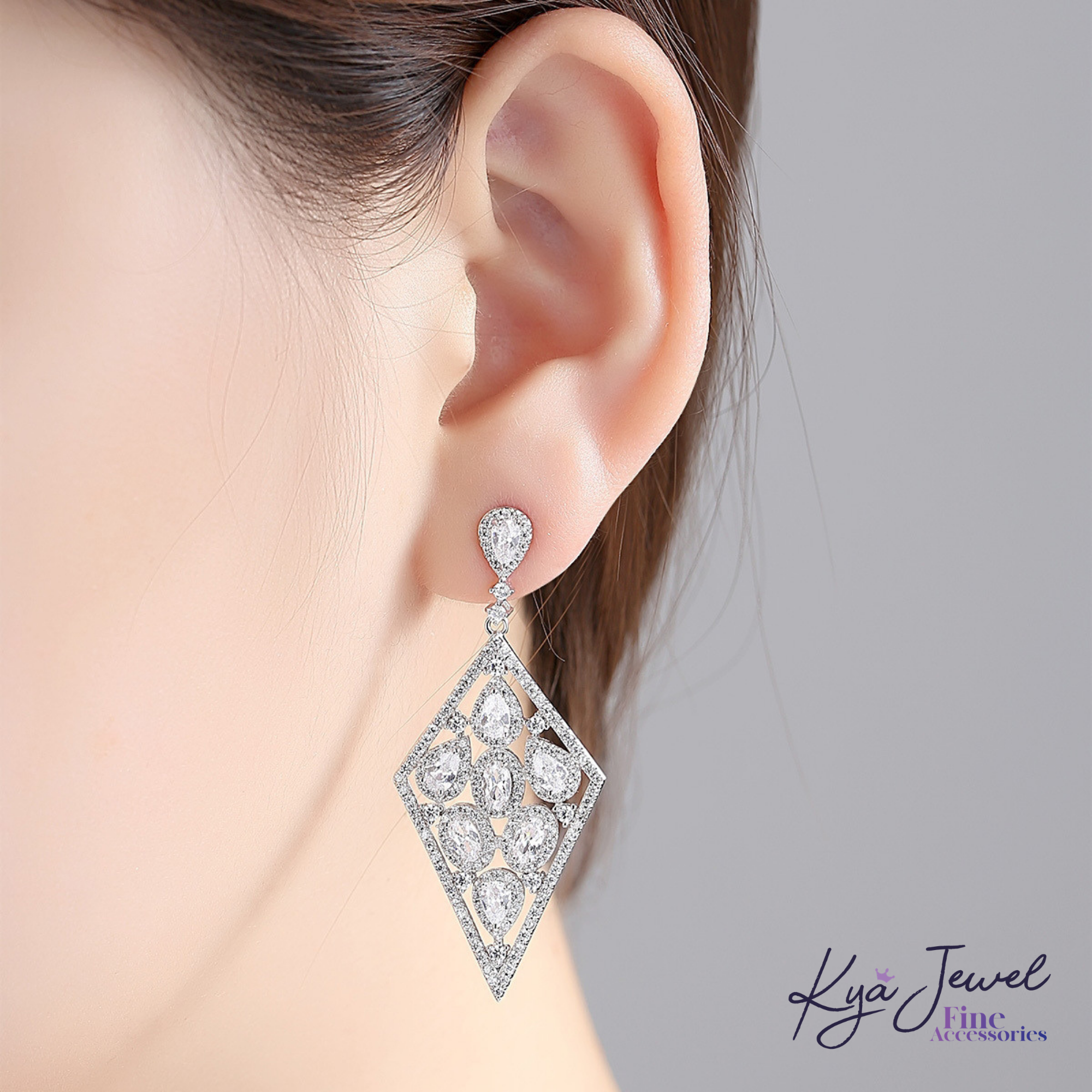  Khuyên tai nữ Sparkling Rhombus 