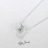  Bộ trang sức bạc kiểu dáng tròn đính đá cz xanh ngọc Halo Emerald 