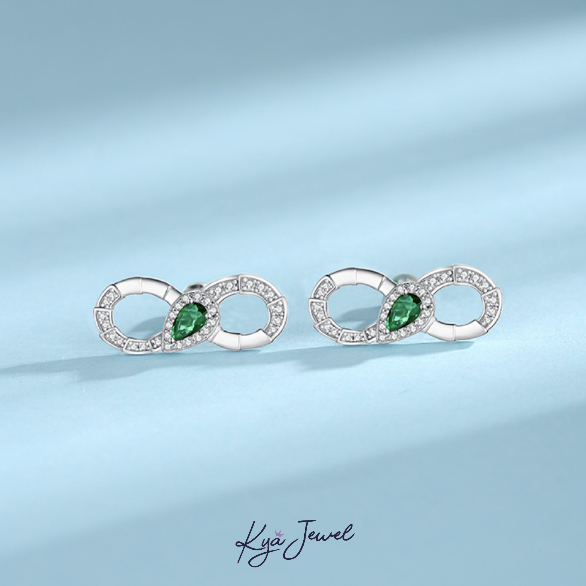  Bộ trang sức Swarovski Love cao cấp xanh pha lê 