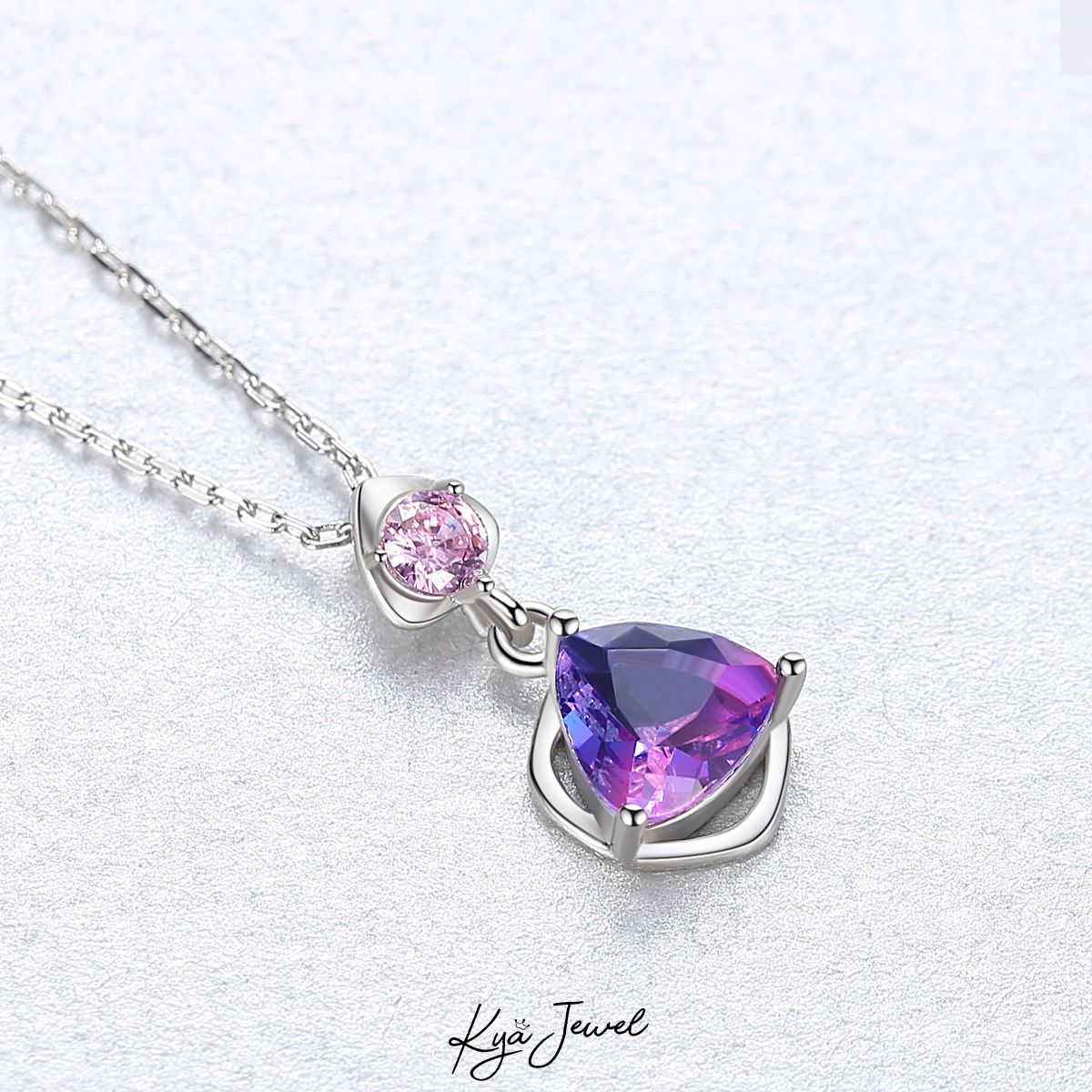  Bộ trang sức bạc đá tam giác màu tím sang trọng 