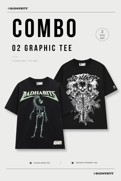 [COMBO 2 ÁO - SIZE XS] ÁO THUN HYDRA BONE TEE / BLACK ROCKER ATONOMY TEE