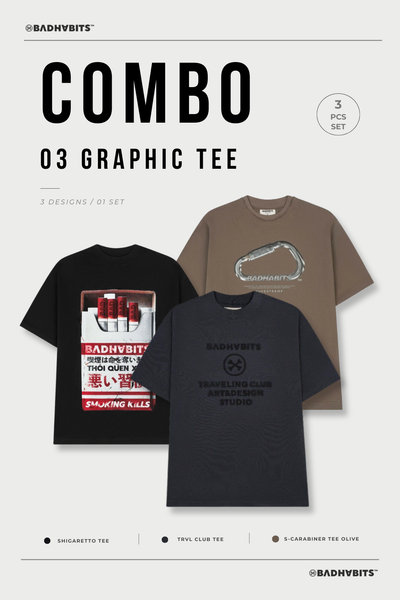 [COMBO 3 ÁO - SIZE S] ÁO THUN CARABINER / TRVL / SHIGARETTO
