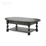  Bàn trà sofa gỗ chân tiện Topia Oval – Bàn sofa Indochine, tân cổ điển, thô mộc tinh tế 