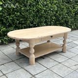  Bàn trà sofa gỗ chân tiện Topia Oval – Bàn sofa Indochine, tân cổ điển, thô mộc tinh tế 