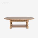  Bàn trà sofa gỗ chân tiện Topia Oval – Bàn sofa Indochine, tân cổ điển, thô mộc tinh tế 