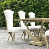  Bộ bàn ghế ăn Tân Cổ Điển - Bộ bàn ghế ăn gỗ chân chéo tựa lưng cao 