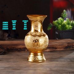 Bình hoa thờ cúng, bình hoa đặt bàn thờ gốm sứ kim sa vàng -Cao cấp