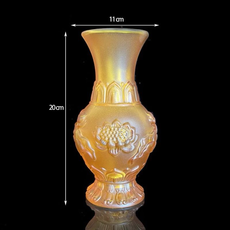 Bình hoa thờ cúng, bình hoa đặt bàn thờ cúng lưu ly sen vàng -Cao cấp