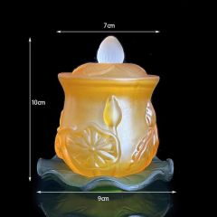 Ly nước thờ lưu ly sen vàng, chung nước đặt bàn thờ - Lưu ly cao cấp