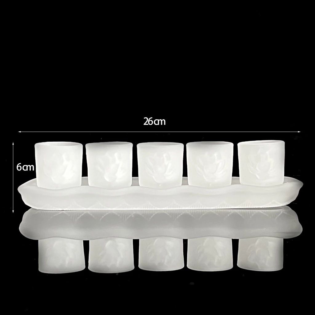Án 5 ly nước đặt bàn thờ cúng, bộ án 5 ly nước lưu ly trắng - Cao cấp