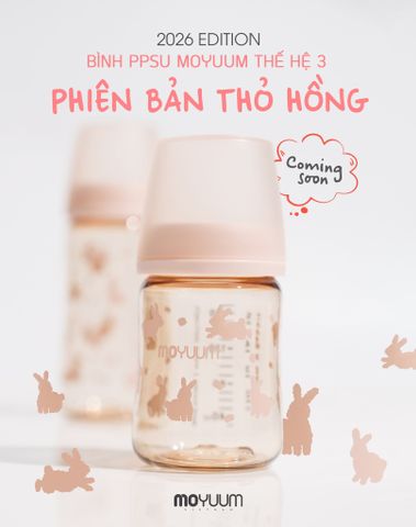 Bình sữa PPSU Moyuum Hàn Quốc thế hệ 3 - Mẫu thỏ hồng