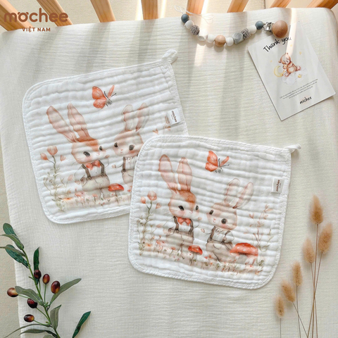 Set 3 Khăn sữa cotton 6 lớp mềm mại Mochee ( các mẫu )
