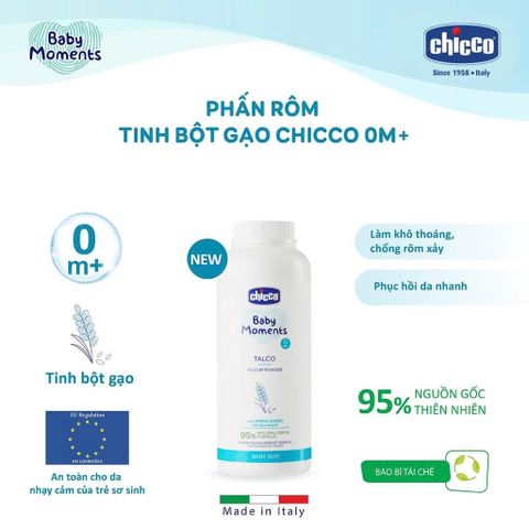 Phấn rôm tinh bột gạo Chicco 150gr 0M+