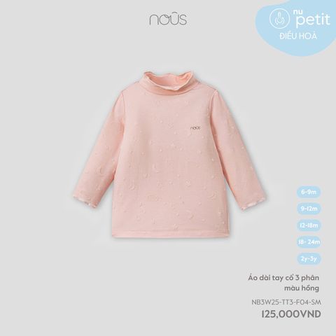 Áo dài tay cổ 3 phân màu hồng Nous Petit ( Trăng Sao )