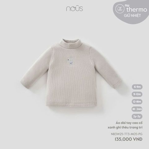 Áo dài tay cao cổ xanh ghi thêu trang trí Nous Thermo ( Sói )