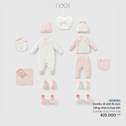 Combo đi sinh 16 món hồng nhạt in hoạ tiết Nous ( thỏ hoa )