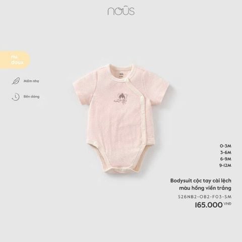 Bodysuit cộc tay cài lệch màu hồng viền trắng Nous ( Tinker Bell )