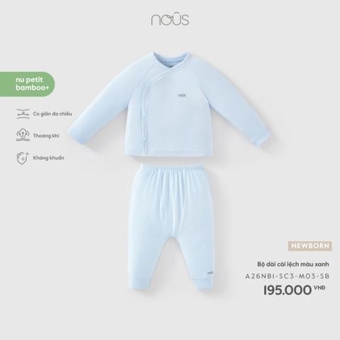 Bộ dài cài lệch màu xanh Nous Petit Bamboo+ s26